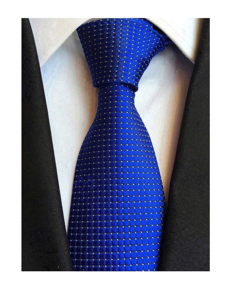 Secdtie Mens Royal Blue Silk Cravat Ties Woven Dance Formal Neckties Gift Ideal - Image 1